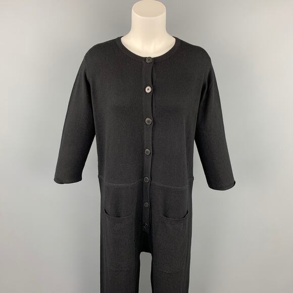 SISTER Size M Black Knit Patch Pocket Overalls - Picture 2 of 4